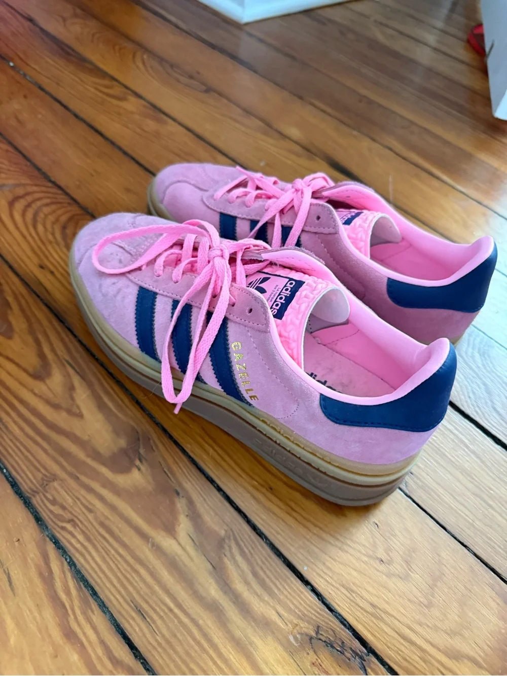 adidas Pink Gazelle Sneakers with Navy Stripes